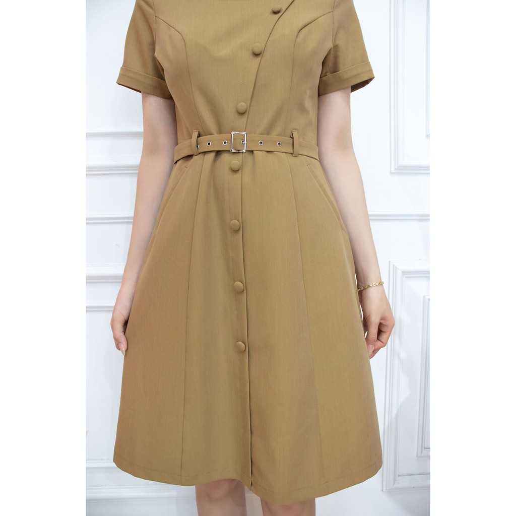 Váy công sở thiết kế nút bộc kiểu thanh lịch có đai nịt - Đầm dự tiệc dáng A sang trọng -  AMYRA Da036 | BigBuy360 - bigbuy360.vn