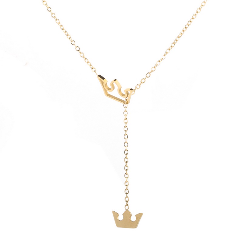 Dây chuyền titan vương miện thả dài không gỉ