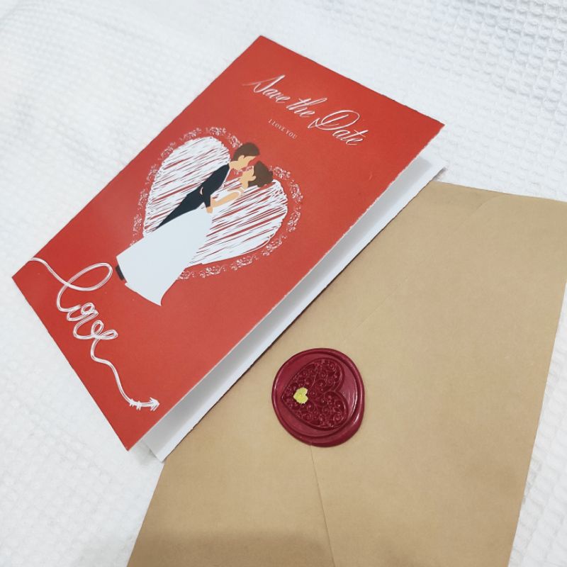 Thiệp dấu sáp niêm phong có phong thư kiểu Vintage mẫu COUPLE