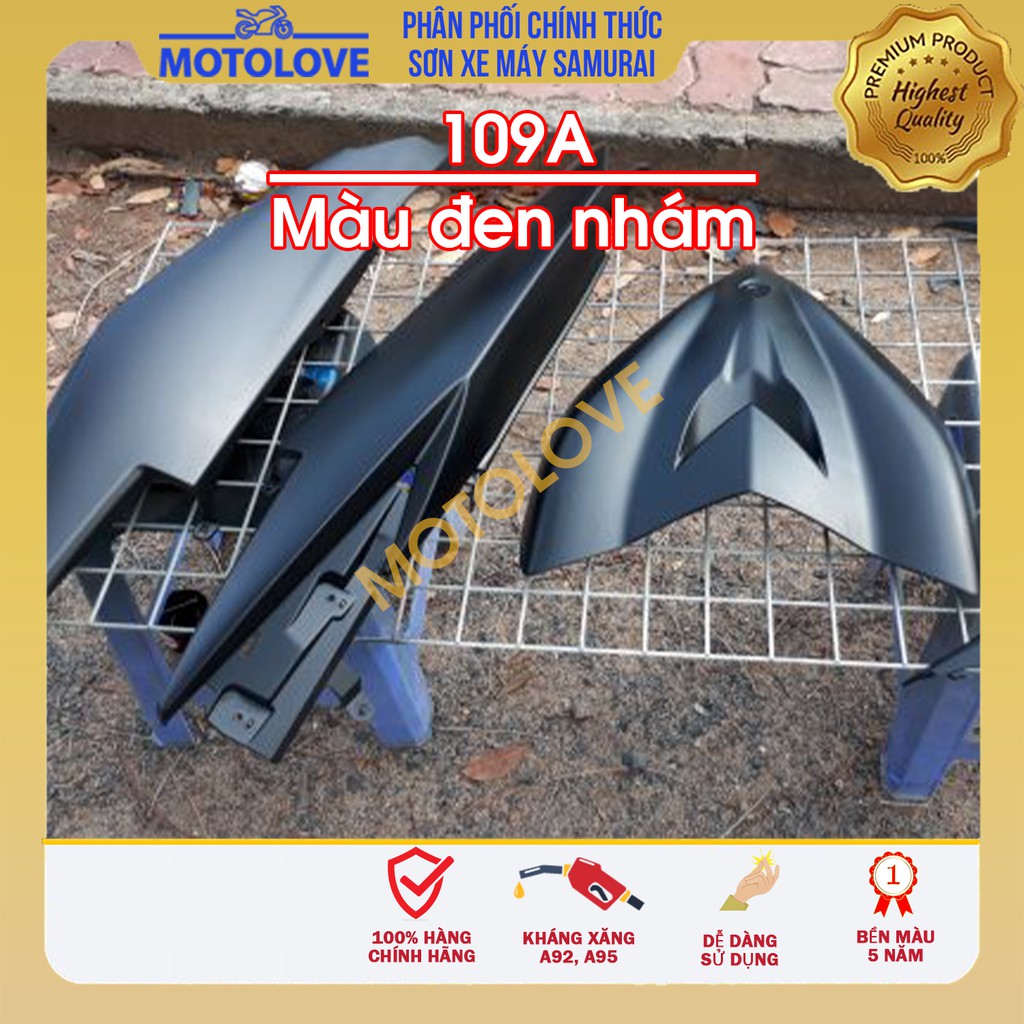 Sơn Samurai đen nhám 109A - dạng long sơn xịt cao cấp dùng cho sơn xe máy