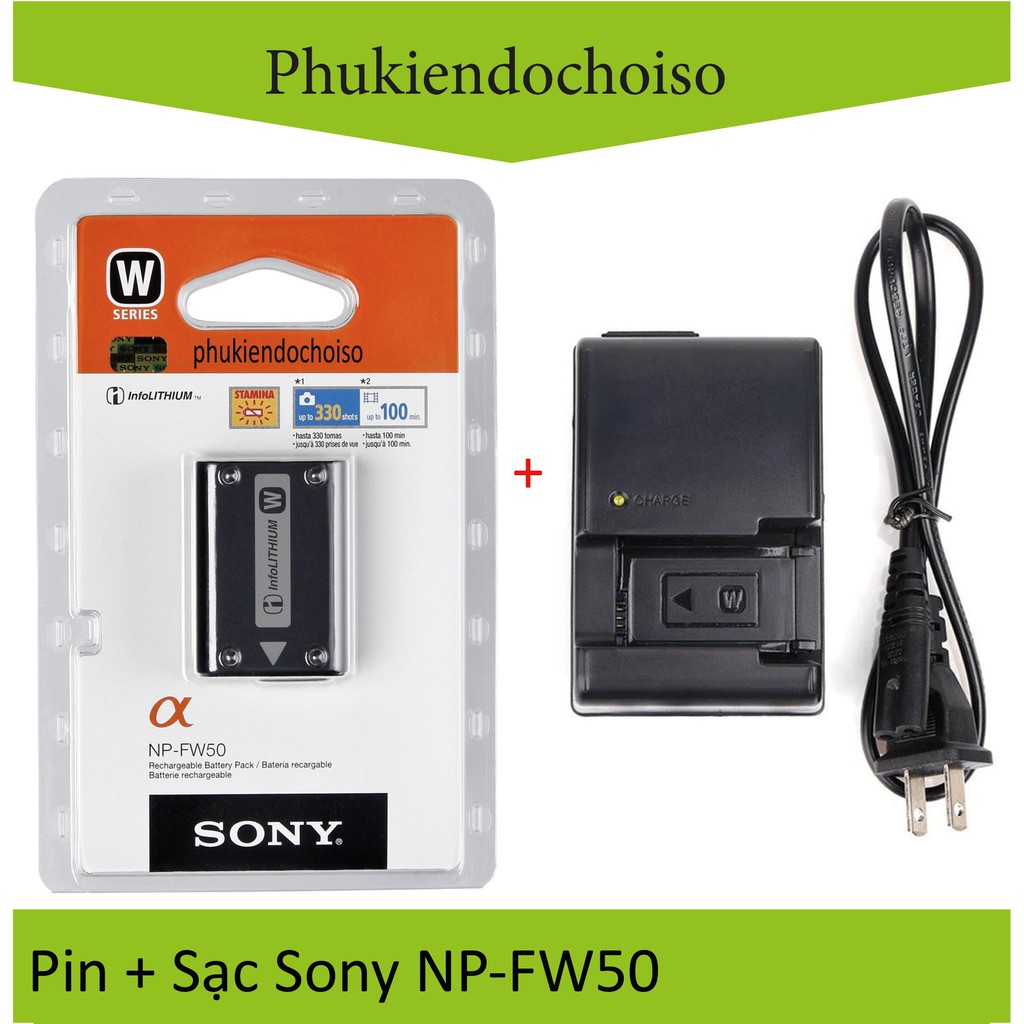 Bộ Pin Sạc thay thế 1 Pin 1 Sạc máy ảnh Sony NP- FW50