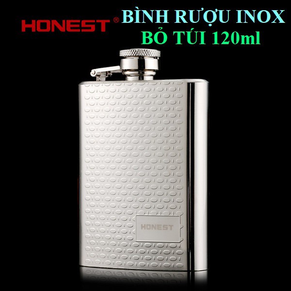 [120ML] Bình rượu inox Honest bỏ túi 4oz (120ml) hoa văn oval độc đáo &amp; cá tính