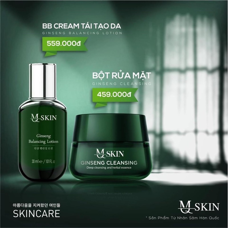 COMBO TÁI TẠO DA BBCREAM & BỘT RỬA MẶT NHÂN SÂM NGHÊK TÂY MQ SKIN