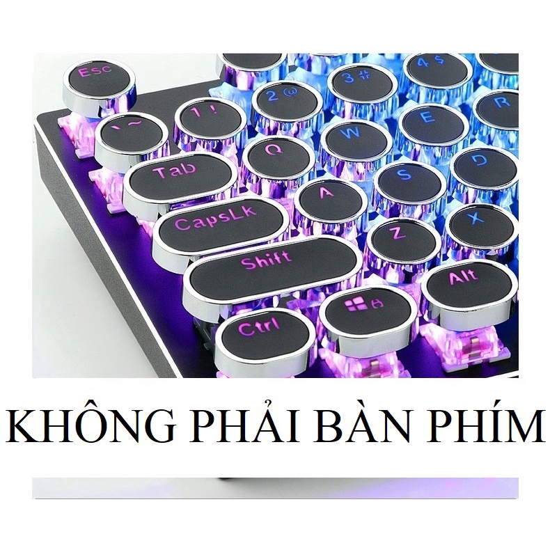 [KHÔNG PHẢI LÀ BÀN PHÍM] Keycap nút phím Typewriter dạng tròn bọc viền bạc xuyên led đẹp, in doubleshot ko bị mờ chữ