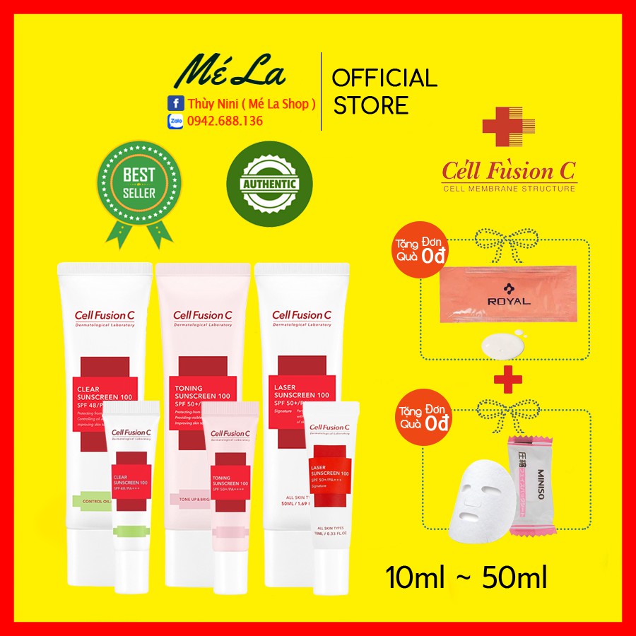[10ml/50ml] Kem chống nắng Cell Fusion C Laser Suncreen 100/Toning Suncream 100