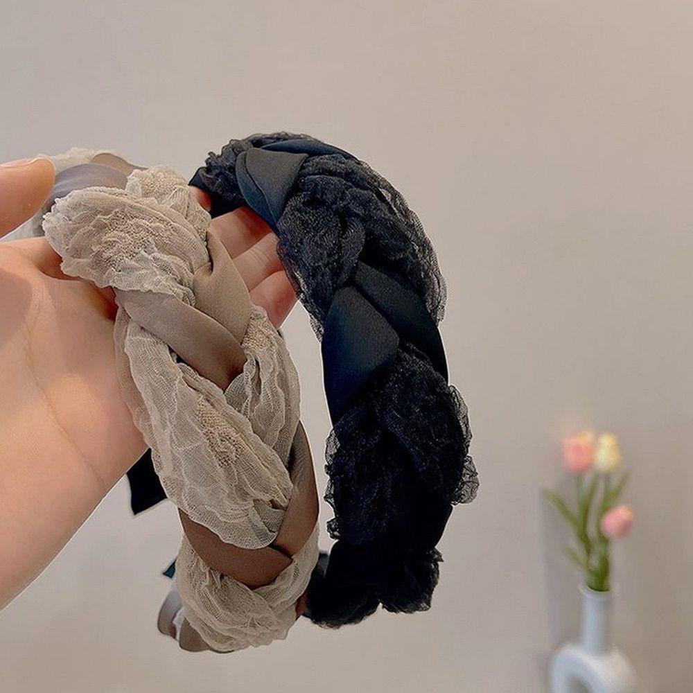 NICKOLAS Băng Đô Cài Tóc Bản Rộng Bằng Vải Organza Thanh Lịch Ngọt Ngào Cho Nữ