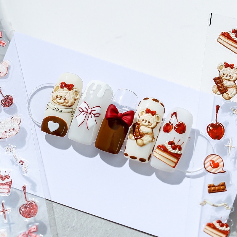 Sticker gấu thỏ hàng cao cấp ,dán và trang trí nail/móng tay