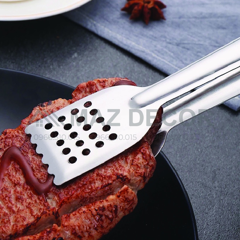 SALE GIÁ SỈ TẠI XƯỞNG Kẹp gắp thức ăn, kẹp gắp đá lỗ ĐẦU VUÔNG gắp đồ nướng bằng inox dài đẹp giá rẻ