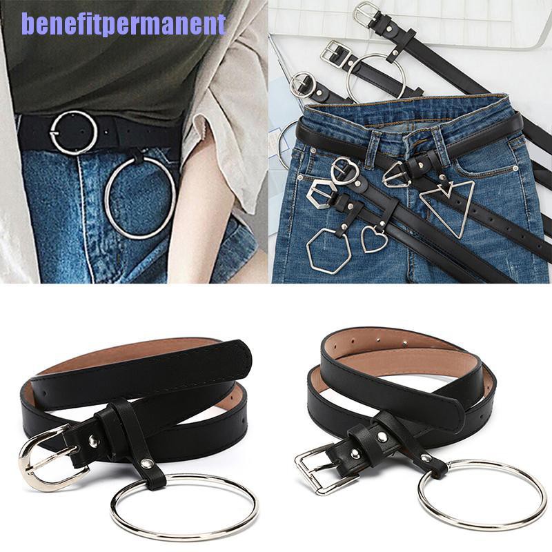Benefitpermanent✹★ Thắt Lưng Da Pu Khóa Kim Loại Phong Cách Cổ Điển Cho Nữ
