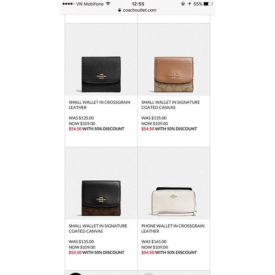 VÍ NỮ CẦM TAY COACH AUTHENTIC