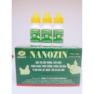 NANOZIN - ĐẶC TR.Ị C.ẦU T.RÙNG, TIÊU CHẢY, PHÂN XANH, PHÂN TRẮNG, PHÂN LẪN MÁ.U - COMBO 10 LỌ