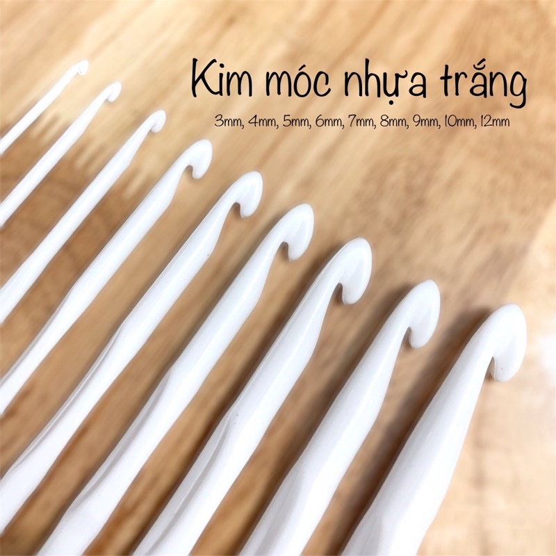 Kim móc len nhựa trắng 3-12mm