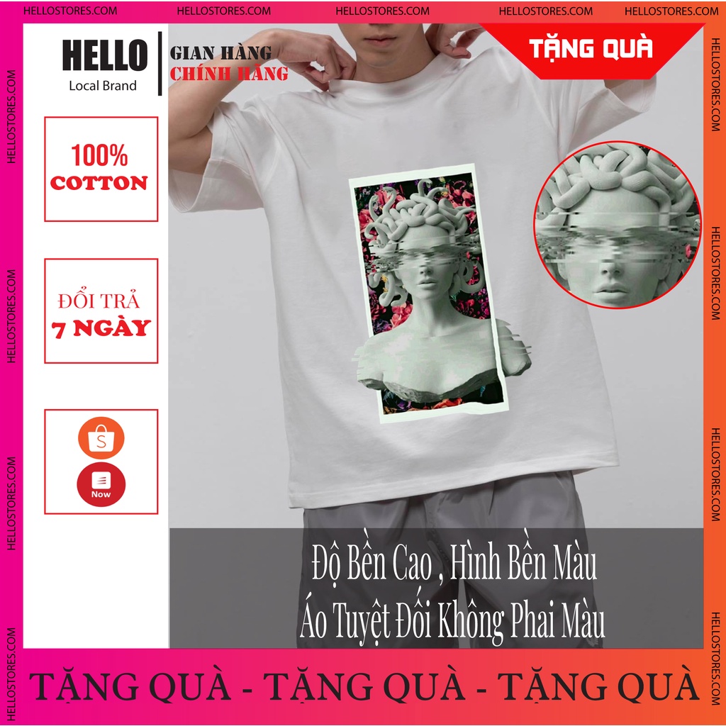 Áo thun tay lỡ nam nữ freesize phông form rộng dáng Unisex, mặc lớp, nhóm, mặc đôi ... in hình Hello Medusa_Ap12 | BigBuy360 - bigbuy360.vn