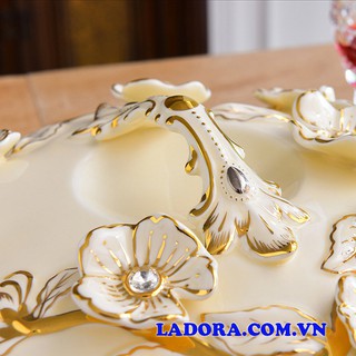 Khay Mứt Sứ Cao Cấp Vẽ Vàng BA017