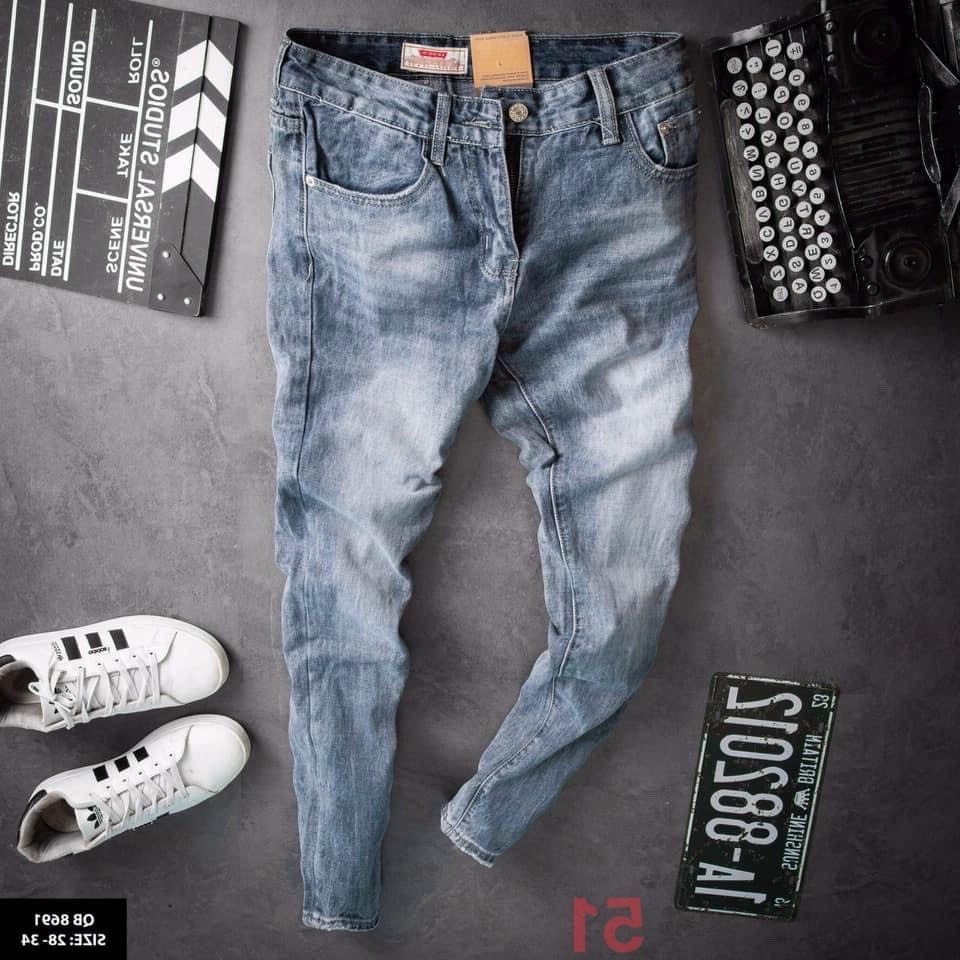Quần jean nam trơn cao cấp-chất bò co dãn 4 chiều-from chuẫn thời trang Lady-Hn Store88 q43