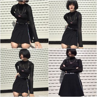 Chân váy xếp ly phối hologram Natthy Style đen