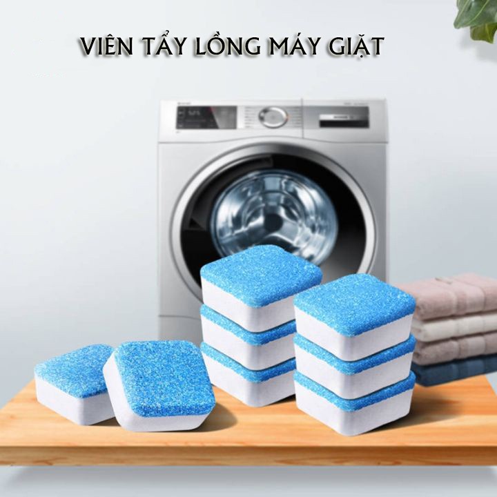 Viên Tẩy Vệ Sinh Lồng Máy Giặt Diệt khuẩn và Tẩy chất cặn Lồng máy giặt(hộp 12 viên)