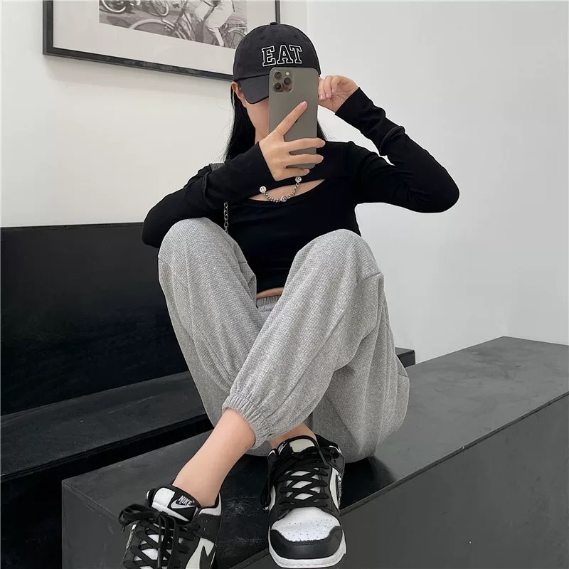 MS1171 Quần thun baggy, quần jogger nữ bo gấu cạp chun năng động