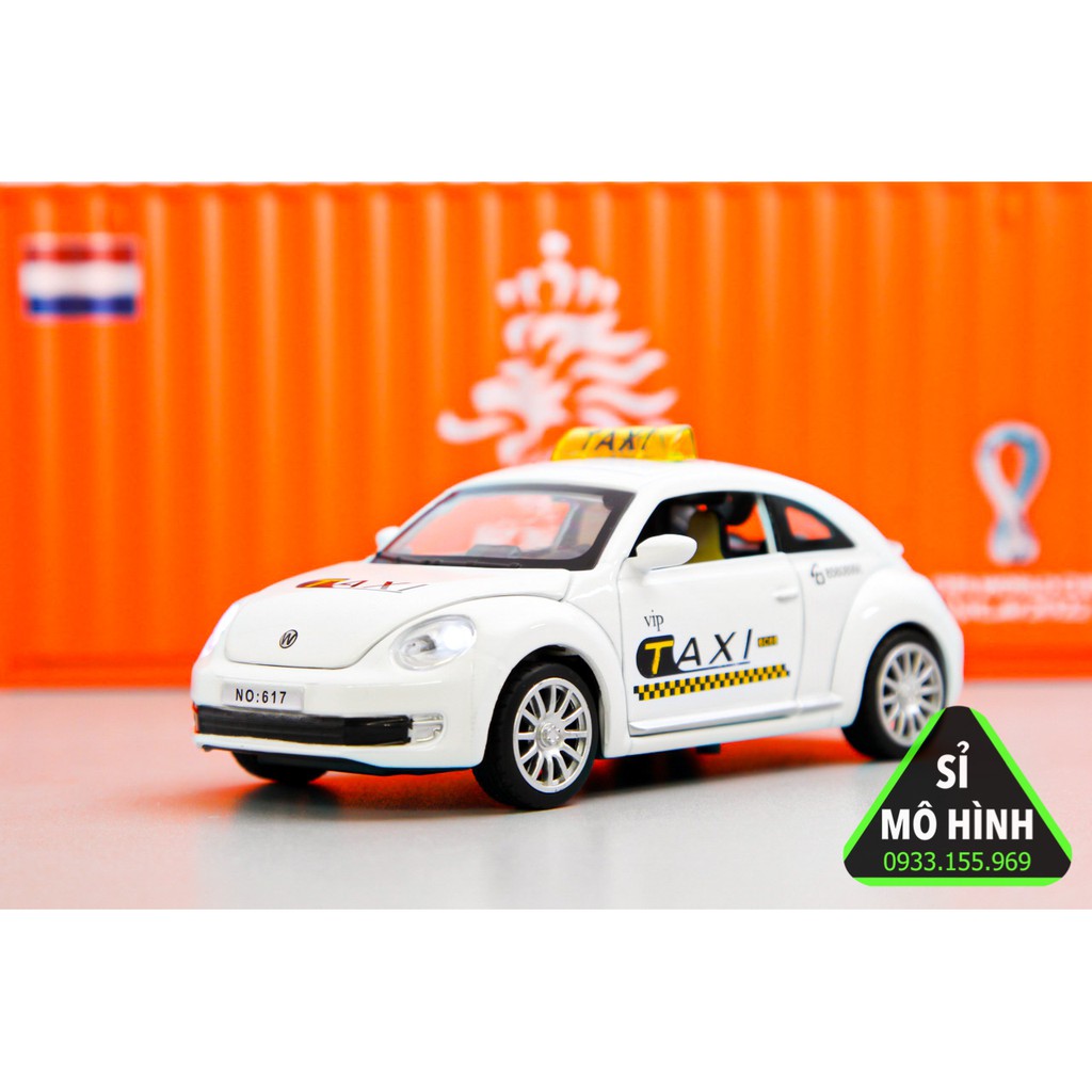 [ Sỉ Mô Hình ] Xe mô hình xe taxi Volkswagen Beetle 1:32 Trắng