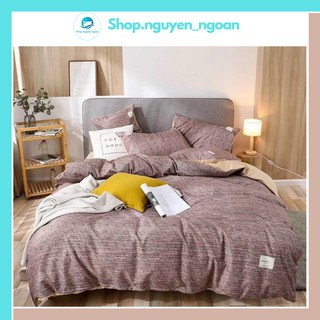 Bộ chăn ga gối Cotton TC NN Bedding chăn ga màu trơn xước mang phong cách hàn quốc miễn phí bo chun bộ ga giường