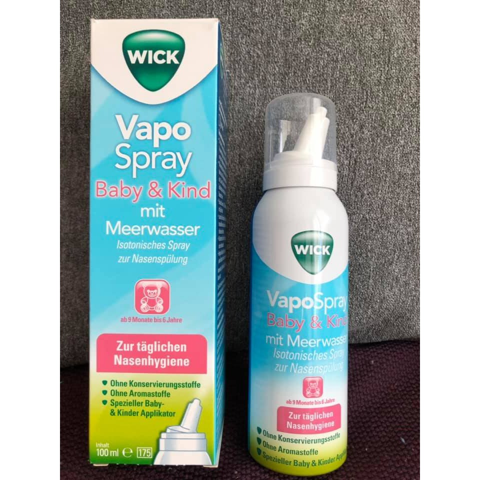 !Đức xách tay! Rửa mũi em bé Wick dạng xịt sương 100ml, ko chứa thuốc (bé từ 9tháng-6tuổi)