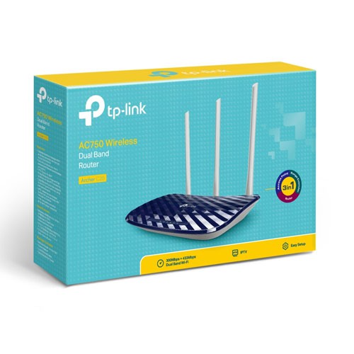 Bộ phát sóng Router Wifi băng tần kép Tp-Link AC750 Archer C20