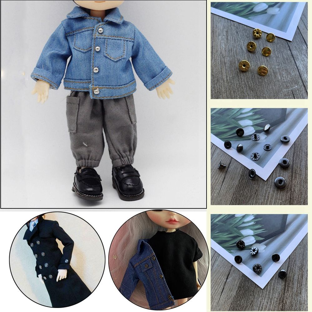 Bộ 3 Nút Áo Quần Búp Bê 6/8mm Khóa Kim Loại Vô Hình Nhiều Màu Sắc Dễ Thương Làm Quà Tặng Cho Búp Bê