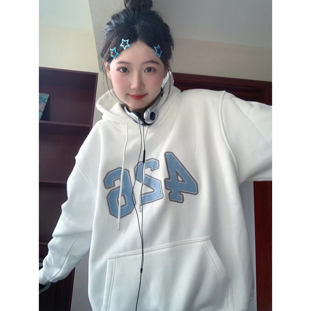 NRVP Áo Hoodie Tay Dài Oversize In Họa Tiết Phong Cách Hàn Quốc Kiểu Mới Cho Nam / Nữ