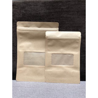 Túi zipper giấy kraft cửa sổ