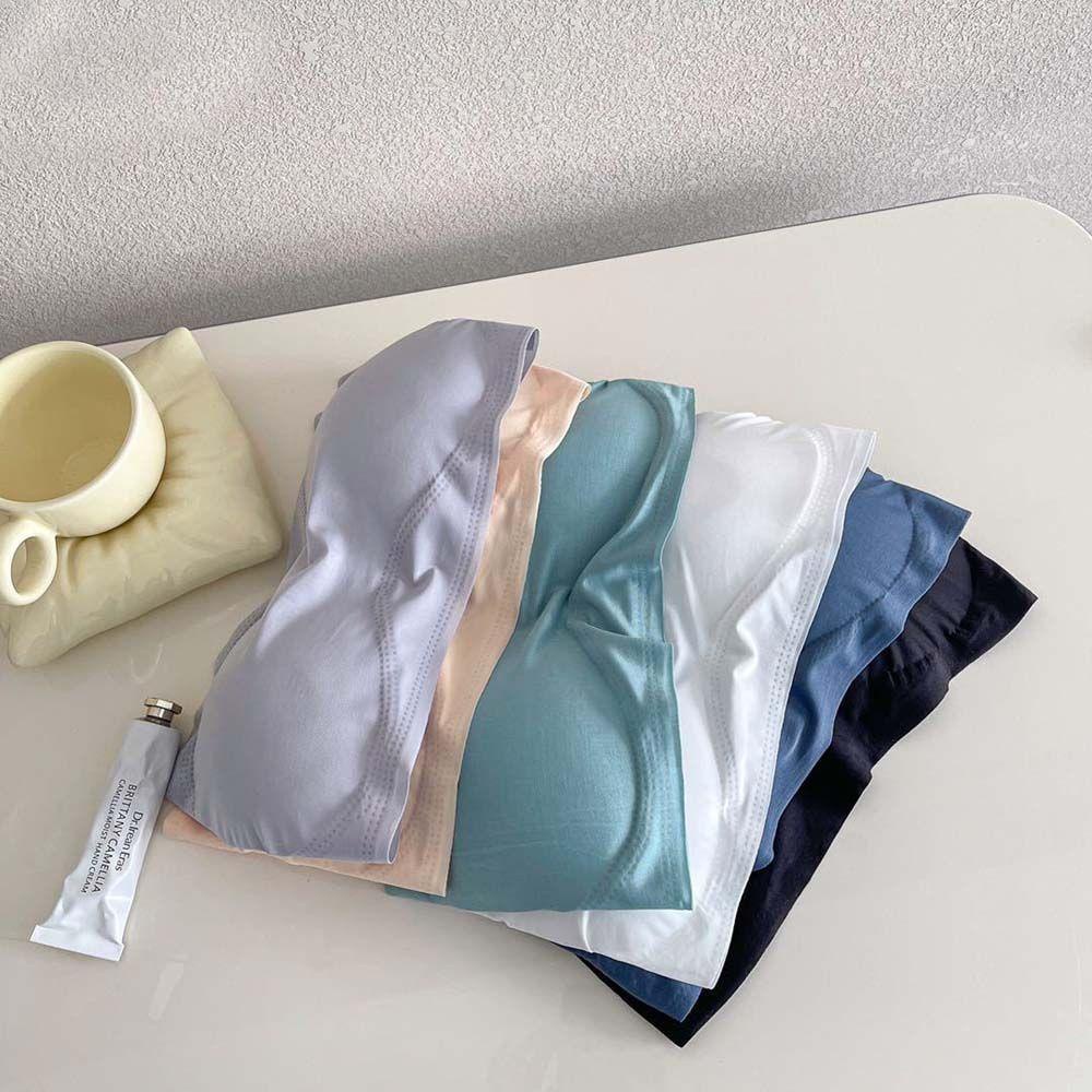 OCEANMAP Áo Lót Crop Top Hai Nút Thoáng Khí Thoải Mái Màu Sắc Đơn Giản Cho Nữ