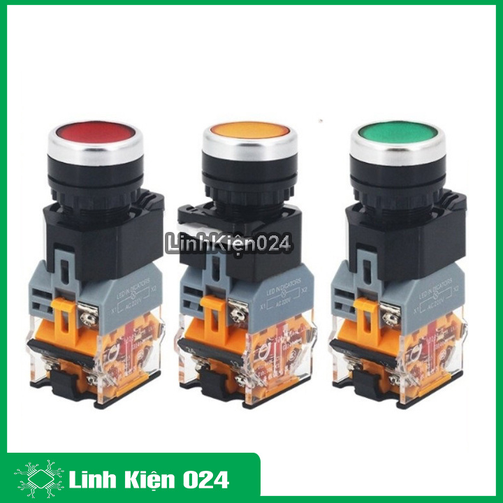 Nút Nhấn Đề Nhả Có Đèn LA38 380V-10A 2 Thường Mở