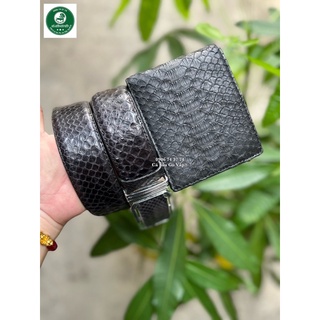 Combo nịt + ví da trăn màu nâu