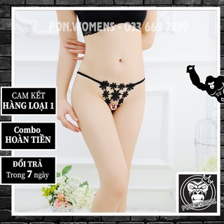 Quần lót nữ ren lọt khe sexy thun lạnh FREESIZE màu trắng đen đỏ tím hồng PON.WOMENS