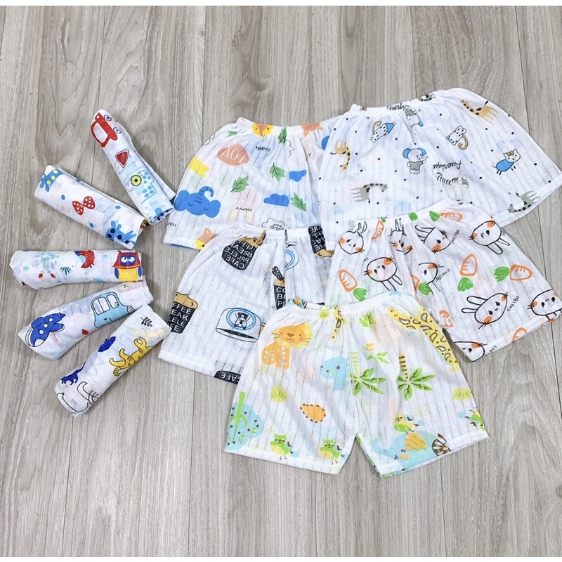 Quần đùi chục cotton giấy cho bé trai bé gái ( set 10quần )