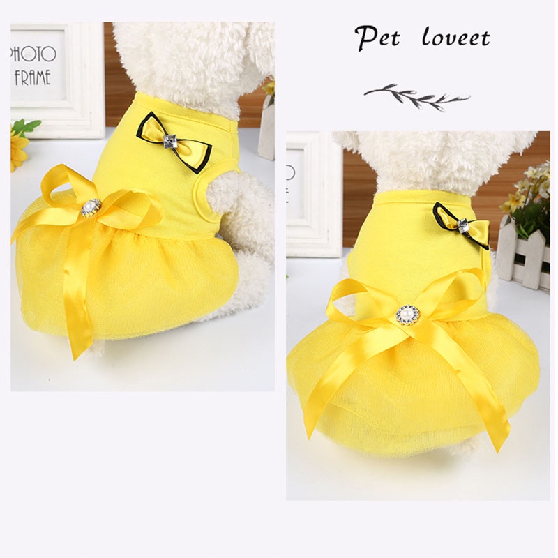 Mùa xuân và mùa hè Vật nuôi thoáng khí Viền viền ren cho mèo và chó Quần áo thời trang dễ thương Nơ Phong cách công chúa Vest Quần áo Nhiều màu Tùy chọn