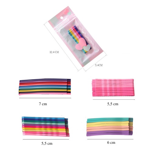 Kẹp tăm cho bé gái, set 10 kẹp xước nhiều màu cho bé HadyyKids - CT42
