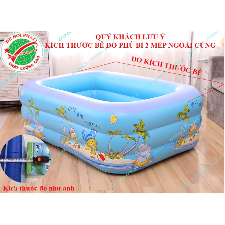 Chọn Kích Thước  Bể bơi phao cho bé kích từ 1m2 - 2m1,3 Tầng, bể bơi bơm hơi có đáy chống trơn, tặng kèm bộ keo vá