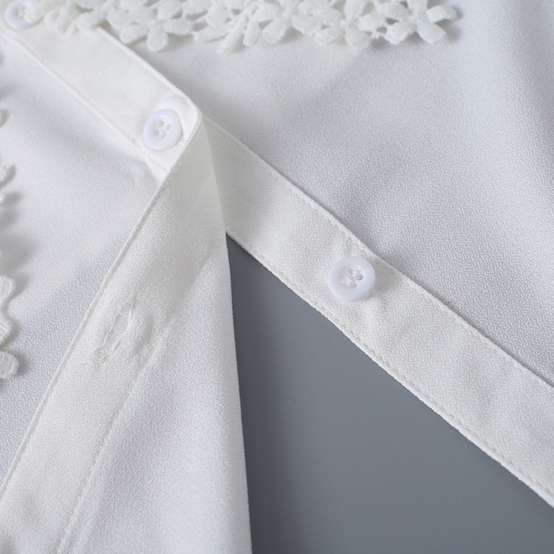 Yoi Cổ Áo Giả Hai Lớp Vải Voan Phối Ren Hoa Rỗng Cỡ Lớn Có Thể Tháo Rời Trang Trí Kiểu Hàn Quốc Cho Nữ