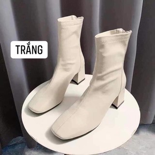 Bốt Nữ Cổ Ngắn Da Pu Gót 5cm Đế Trụ