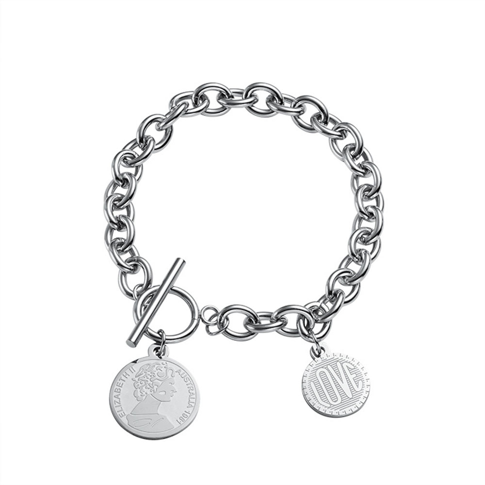 Vòng Tay Kim Loại Mặt Tròn Thiết Kế Thanh Lịch Cho Nữ | BigBuy360 - bigbuy360.vn