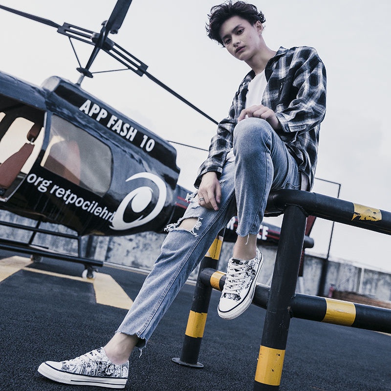 Giày Thể Thao canvas Cổ Thấp In Hình anime One Piece Phong Cách Hàn Quốc Cho Nam