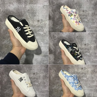 Giày sục nữ MLB ny lười đạp gót các màu Đen trắng xanh Hot trend thể thao sneaker