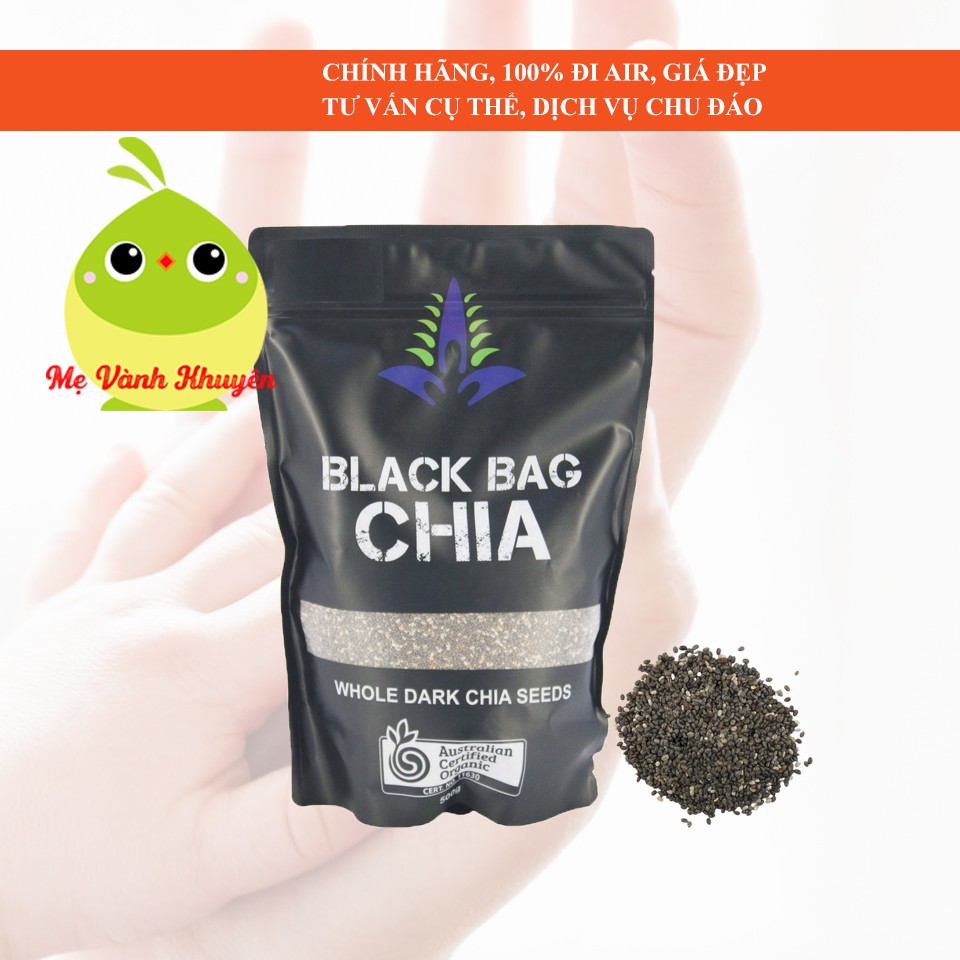 Hạt chia hữu cơ Black Bag Chia Seeds, Úc (250g/500g)