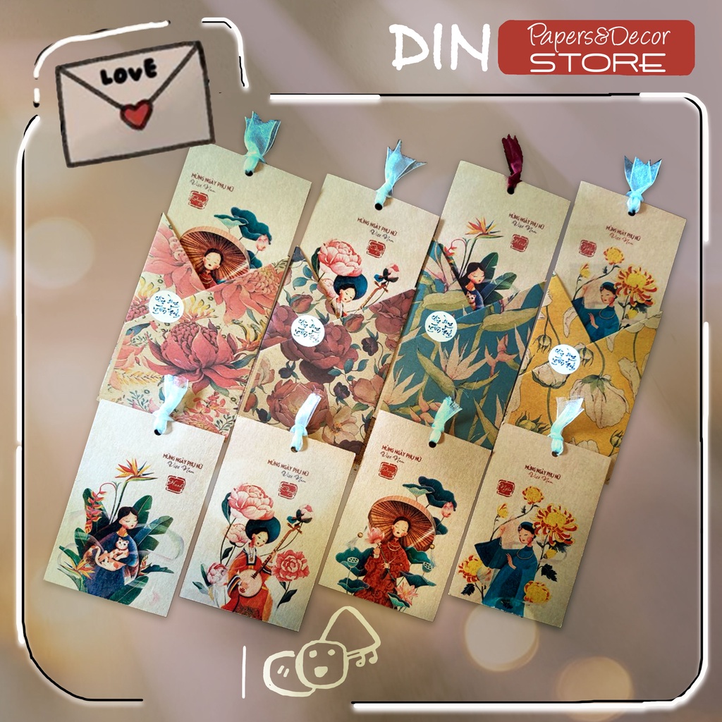 Thiệp mừng 20-10 tôn vinh phụ nữ Việt - Vietnamese Women's Day Greeting Card - Vintage style - DIN Store