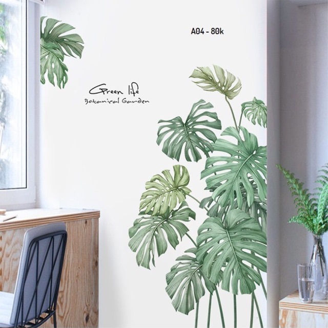 Decal dán tường cây lá nhiệt đới QR9146