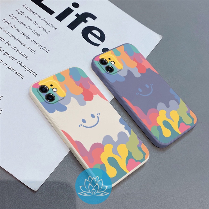 Ốp Lưng Iphone Cạnh Vuông Smile Màu Iphone5/5s/6/6plus/6s/6splus/7/7plus/8/8plus/x/xr/xs/11/12/pro/max/plus/promax - Sen