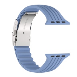 Dây Đeo Đồng Hồ Bằng Silicone Khóa Kim Loại 44mm 40mm 42mm 38mm Cho iWatch 1 2 3 4 5 6 7 se