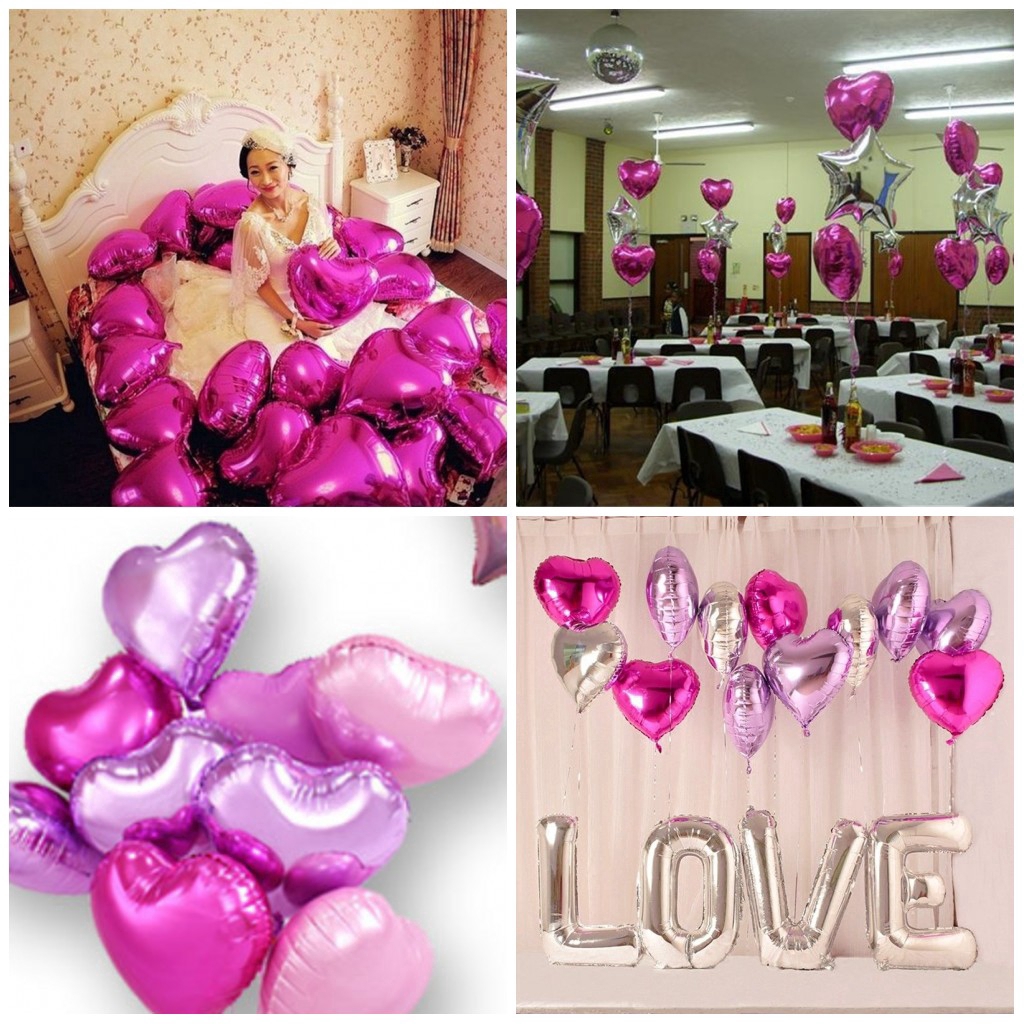 Bộ 5 quả bong bóng 45.72 cm hình trái tim dùng trang trí tiệc cưới tiệc sinh nhật