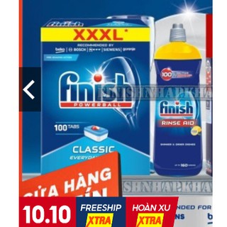 Combo vien finish] hộp 100 viên finish classic + nước bóng trợ xả 750ml