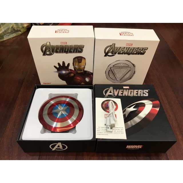 [Mã 2404EL10K giảm 10K đơn 20K] [CỰC ĐỘC] Sạc dự phòng Captain America Avengers 6800mah Kim loại nguyên khối - FULL BOX